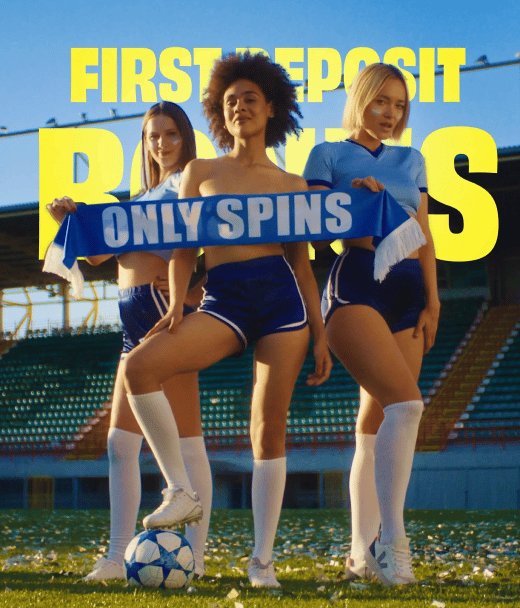 OnlySpins Μπάνερ εγγραφής με ελκυστικές κοπέλες που αναγράφονται στην επιγραφή για τα καλωσοριστικά μπόνους 